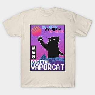 Vaporwave Aesthetic Style 80th Synthwave Cat T-Shirt